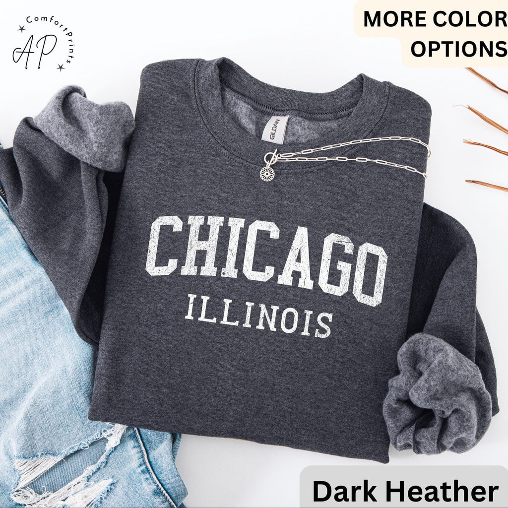 Chicago Illinois Comfort Colors Sweatshirt, Chicago Varsity Sweater, Windy City, Travel Souvenir