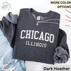 Chicago Illinois Comfort Colors Sweatshirt, Chicago Varsity Sweater, Windy City, Travel Souvenir