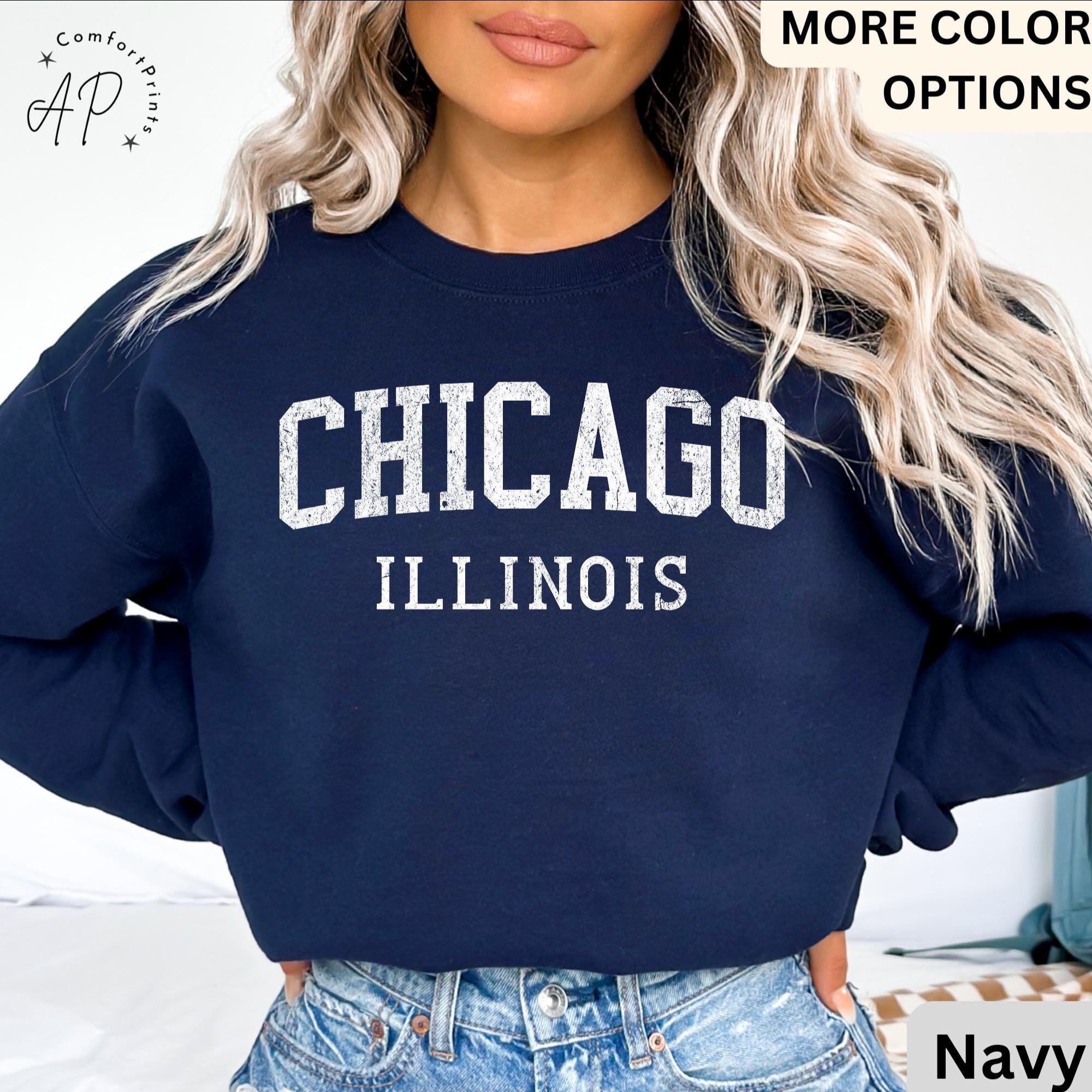Chicago Illinois Comfort Colors Sweatshirt, Chicago Varsity Sweater, Windy City, Travel Souvenir