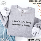 Pregnancy Announcement Comfort Colors Sweatshirt, I Can't I'm Busy Growing A Human Sweater, Funny Mom, Gift for Maternity