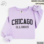 Chicago Illinois Comfort Colors Sweatshirt, Chicago Varsity Sweater, Windy City, Travel Souvenir