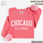 Chicago Illinois Comfort Colors Sweatshirt, Chicago Varsity Sweater, Windy City, Travel Souvenir