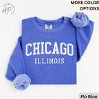 Chicago Illinois Comfort Colors Sweatshirt, Chicago Varsity Sweater, Windy City, Travel Souvenir