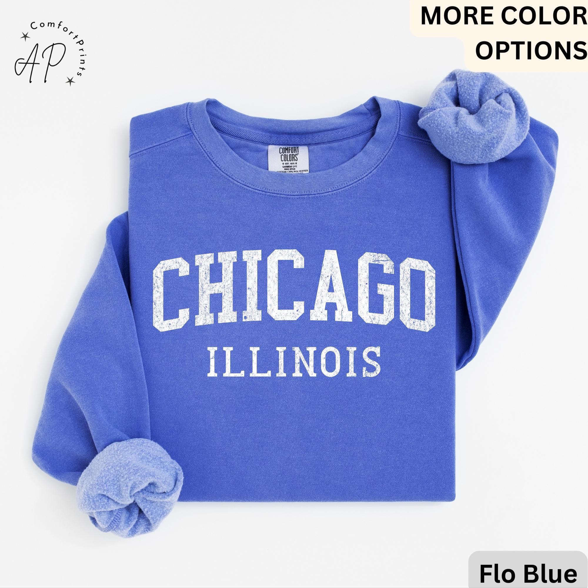 Chicago Illinois Comfort Colors Sweatshirt, Chicago Varsity Sweater, Windy City, Travel Souvenir