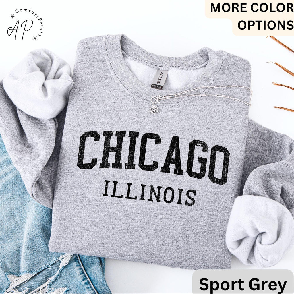 Chicago Illinois Comfort Colors Sweatshirt, Chicago Varsity Sweater, Windy City, Travel Souvenir