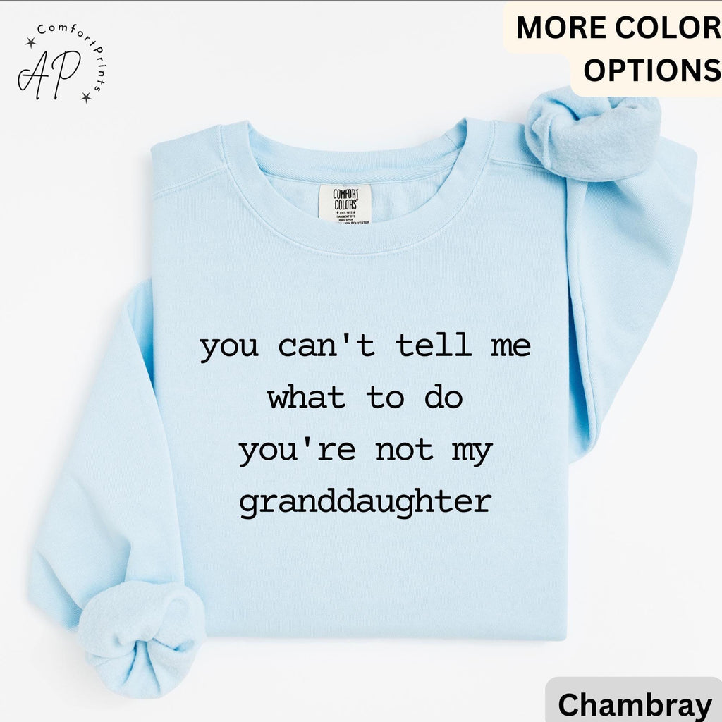 Funny Grandma Sweatshirt, Grandpa Sweater, You Can't Tell Me What To Do You're Not My Granddaughter, Gift for Grandfather