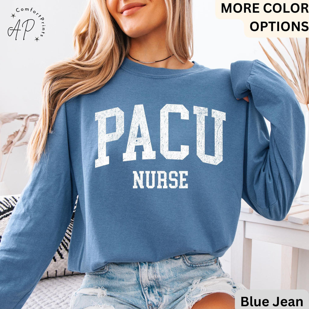 PACU Nurse Comfort Colors® Long Sleeve Shirt, Post Anesthesia Care Unit Nursing Long-Sleeve Tee, PACU Squad LongSleeve Shirt