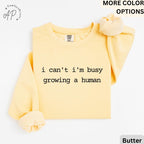 Pregnancy Announcement Comfort Colors Sweatshirt, I Can't I'm Busy Growing A Human Sweater, Funny Mom, Gift for Maternity