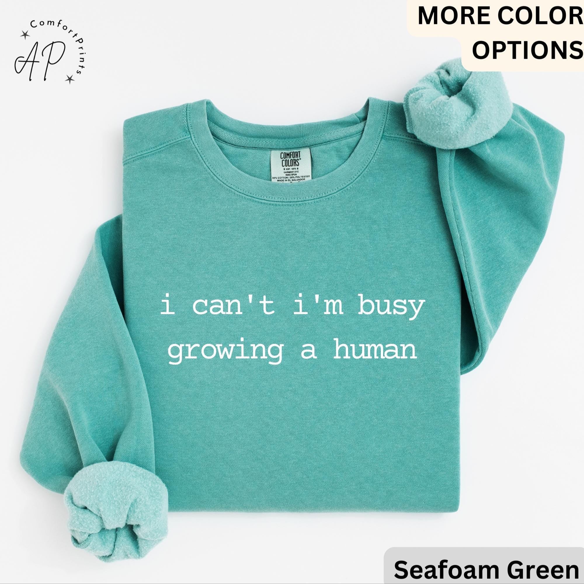 Pregnancy Announcement Comfort Colors Sweatshirt, I Can't I'm Busy Growing A Human Sweater, Funny Mom, Gift for Maternity
