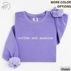 Australian Shepherd Comfort Colors Sweater, Aussie Dog Mom Sweatshirt, Coffee and Aussies, Gift for Aussie Mama