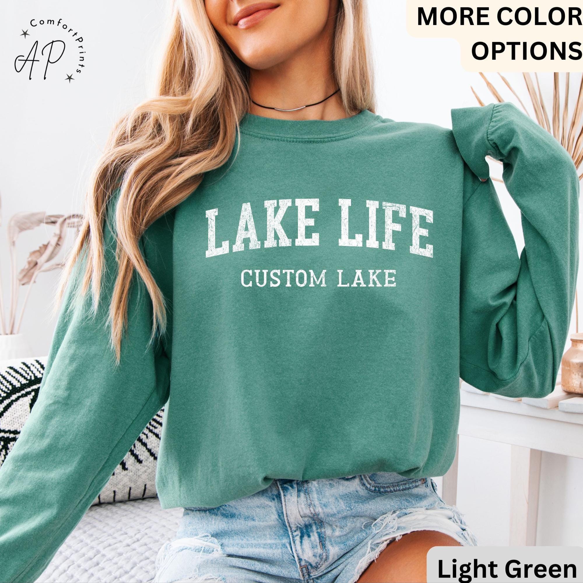 Personalized Lake Life Comfort Colors® Long Sleeve T-Shirt, Custom Lake House Long Sleeve Shirt, Lake Vacation, Gift for Travel Lover