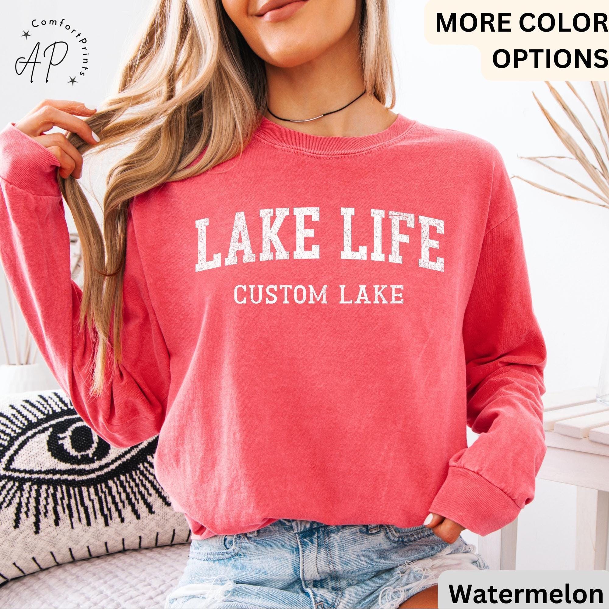 Personalized Lake Life Comfort Colors® Long Sleeve T-Shirt, Custom Lake House Long Sleeve Shirt, Lake Vacation, Gift for Travel Lover