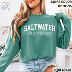 Saltwater Heals Everything Comfort Colors® Long Sleeve T-Shirt, Trendy Beach Lover Shirt, Summer Vacation, Water Heals