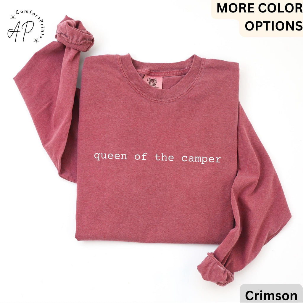Queen of the Camper Comfort Colors® Long Sleeve Shirt, Camping Long-Sleeve Tee, Life of a Camper LongSleeve Shirt, Gift for Adventurer