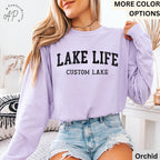 Personalized Lake Life Comfort Colors® Long Sleeve T-Shirt, Custom Lake House Long Sleeve Shirt, Lake Vacation, Gift for Travel Lover