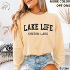 Personalized Lake Life Comfort Colors® Long Sleeve T-Shirt, Custom Lake House Long Sleeve Shirt, Lake Vacation, Gift for Travel Lover