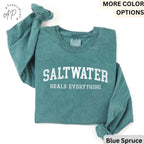 Saltwater Heals Everything Comfort Colors® Long Sleeve T-Shirt, Trendy Beach Lover Shirt, Summer Vacation, Water Heals