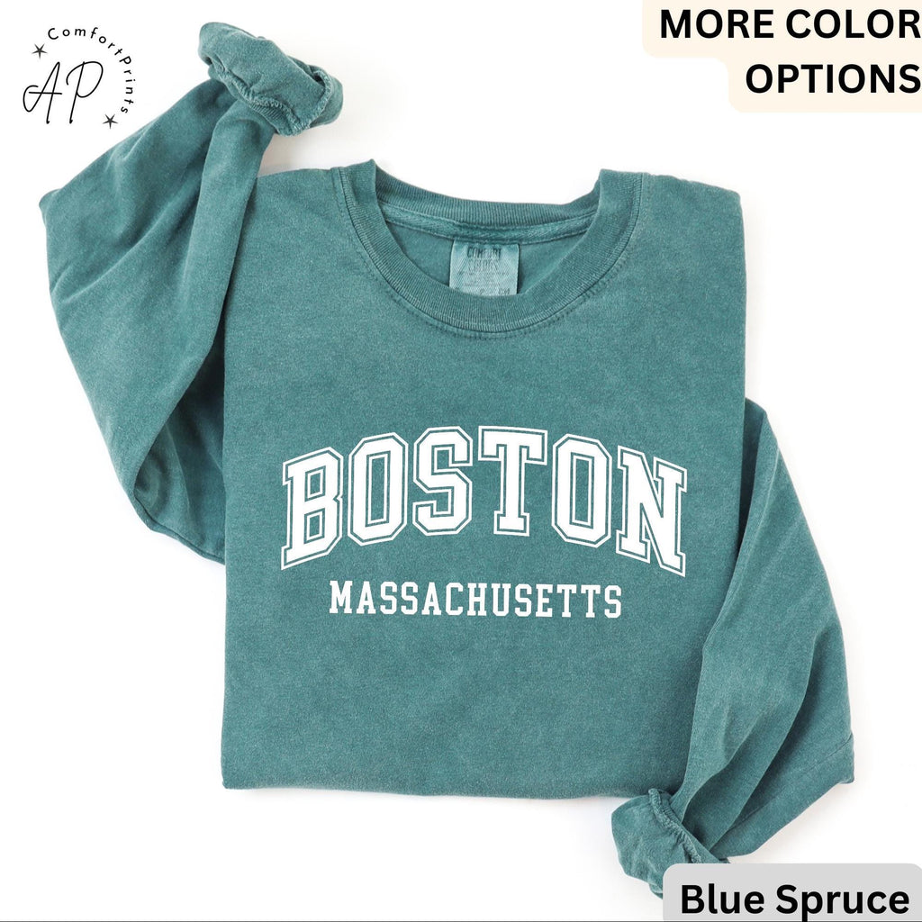 Boston Massachusetts Comfort Colors® Long Sleeve Shirt, Boston MA Long-Sleeve Tee, Massachusetts LongSleeve Shirt, Bostonian