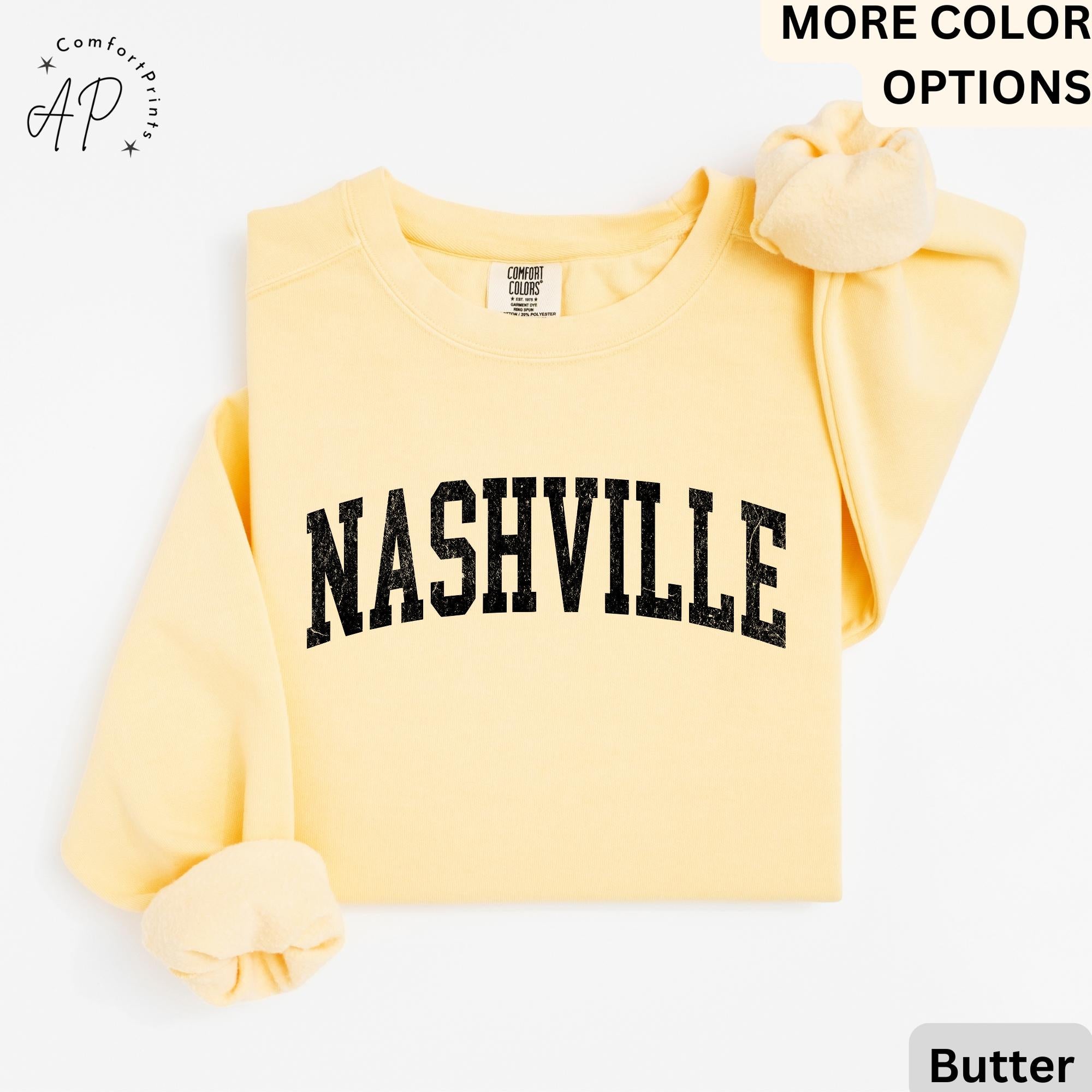 Nashville Comfort Colors® Sweatshirt, Tennessee TN Vintage Sweater, Country Music Tennessee