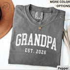 Grandpa Est Comfort Colors® T-Shirt, Personalized Grandpa Shirt, Pregnancy Announcement Grandfather Tee, Gift for Fathers Day