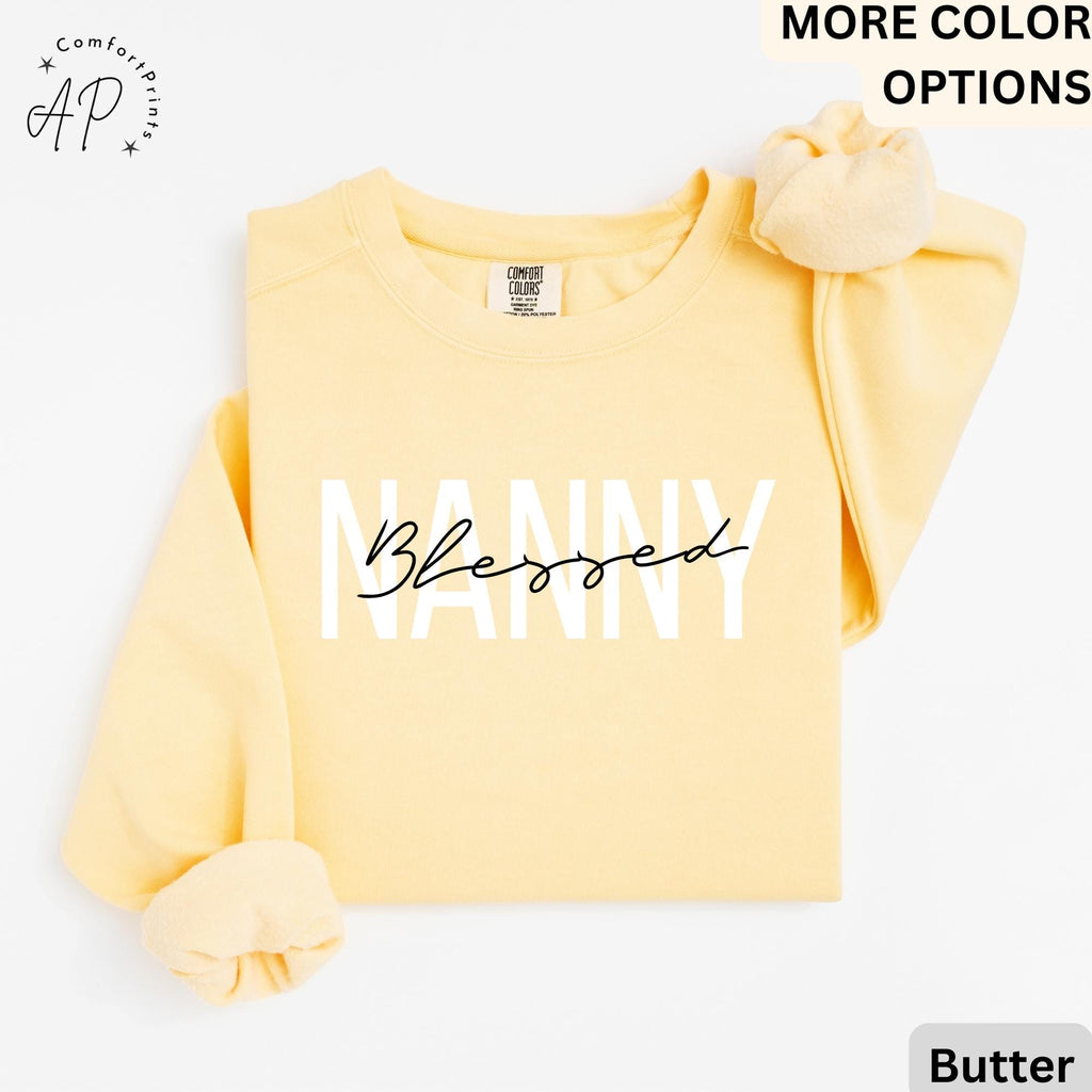 Blessed Nanny Comfort Colors® Sweatshirt, New Nana Sweater, Gift for Grandma, Pregnant Announcement, Grammy