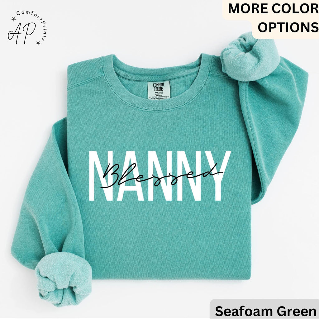 Blessed Nanny Comfort Colors® Sweatshirt, New Nana Sweater, Gift for Grandma, Pregnant Announcement, Grammy