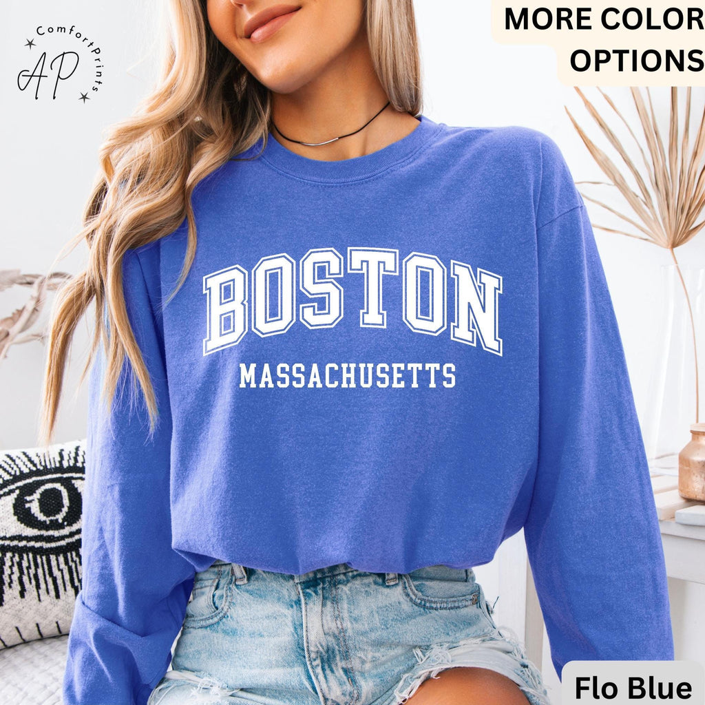Boston Massachusetts Comfort Colors® Long Sleeve Shirt, Boston MA Long-Sleeve Tee, Massachusetts LongSleeve Shirt, Bostonian