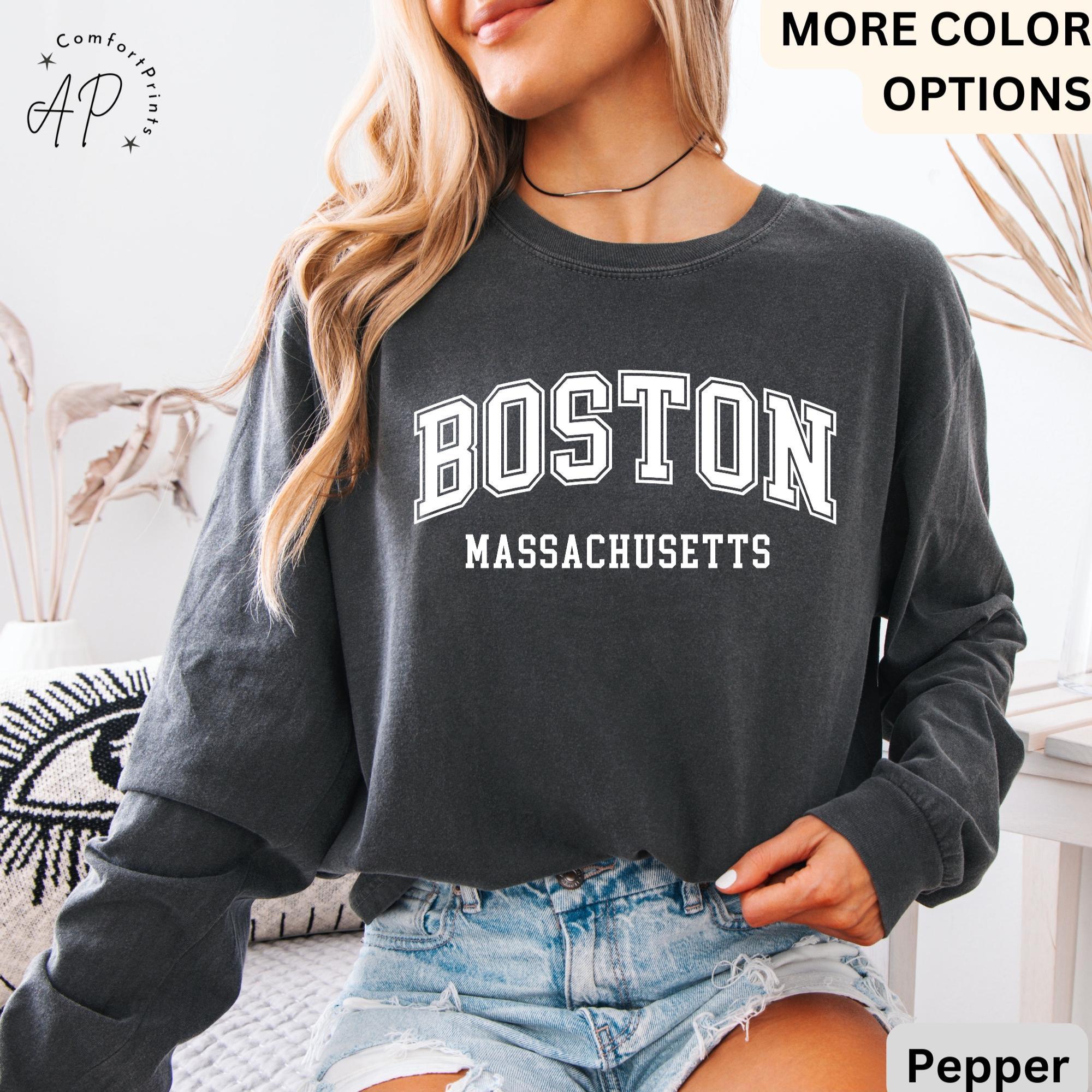 Boston Massachusetts Comfort Colors® Long Sleeve Shirt, Boston MA Long-Sleeve Tee, Massachusetts LongSleeve Shirt, Bostonian
