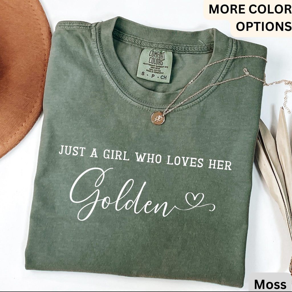 Golden Retriever Comfort Colors® T-Shirt, Just A Girl Who Loves Her Golden Shirt, Dog Mom Tee, Gift for Dog Lover