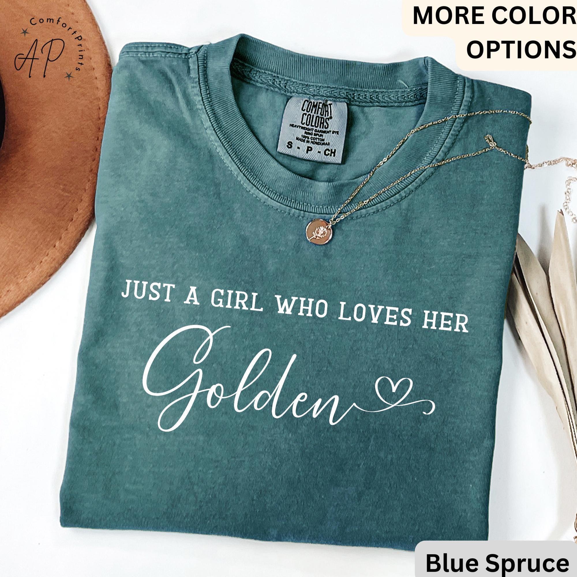 Golden Retriever Comfort Colors® T-Shirt, Just A Girl Who Loves Her Golden Shirt, Dog Mom Tee, Gift for Dog Lover