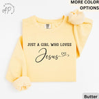 Jesus Lover Comfort Colors® Sweatshirt, Just A Girl Who Loves Jesus Sweater, Religious, Gift for Christian