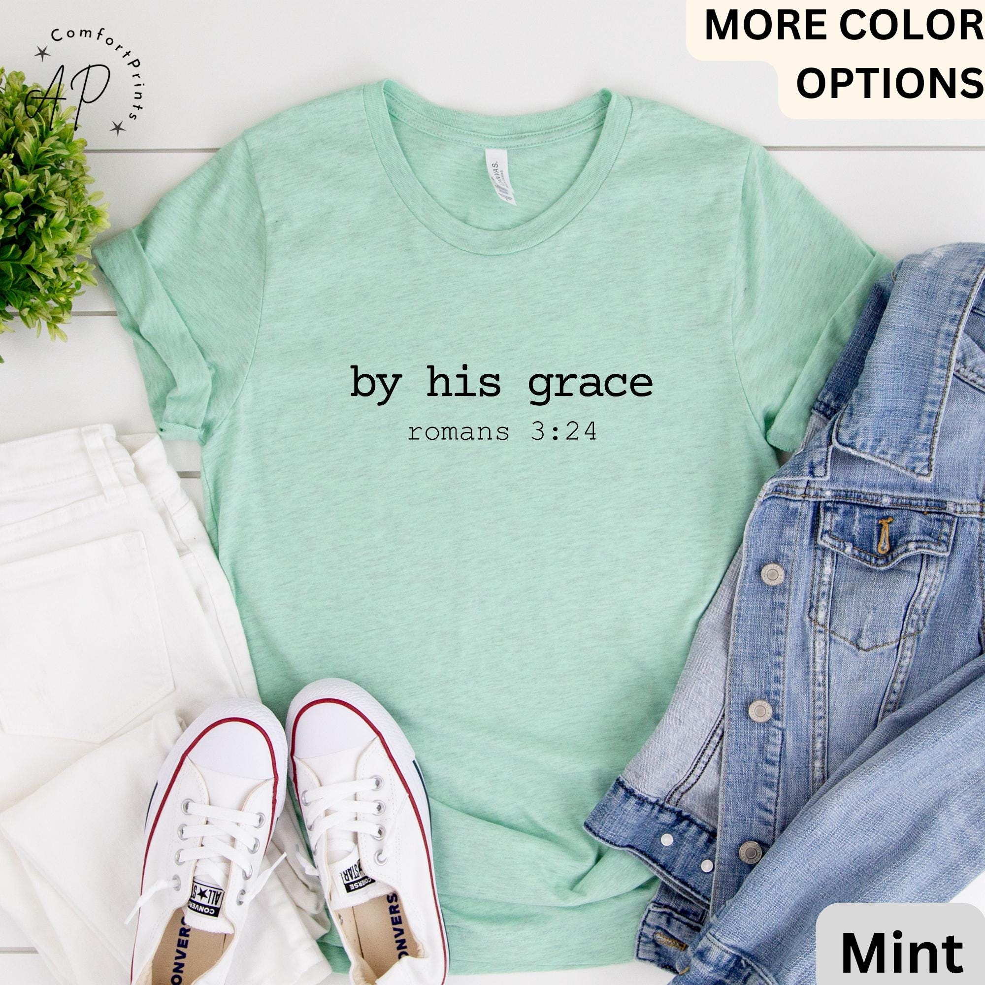 Bible Verse Comfort Colors® T-Shirt, Christian Shirt, By His Grace Tee, Religious Gift, Christian Mom