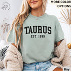 Custom Taurus Comfort Colors® T-Shirt, Personalized Taurus Horoscope Birth Year Shirt, Astrology Tee, Gift for Birthday Zodiac