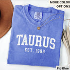 Custom Taurus Comfort Colors® T-Shirt, Personalized Taurus Horoscope Birth Year Shirt, Astrology Tee, Gift for Birthday Zodiac