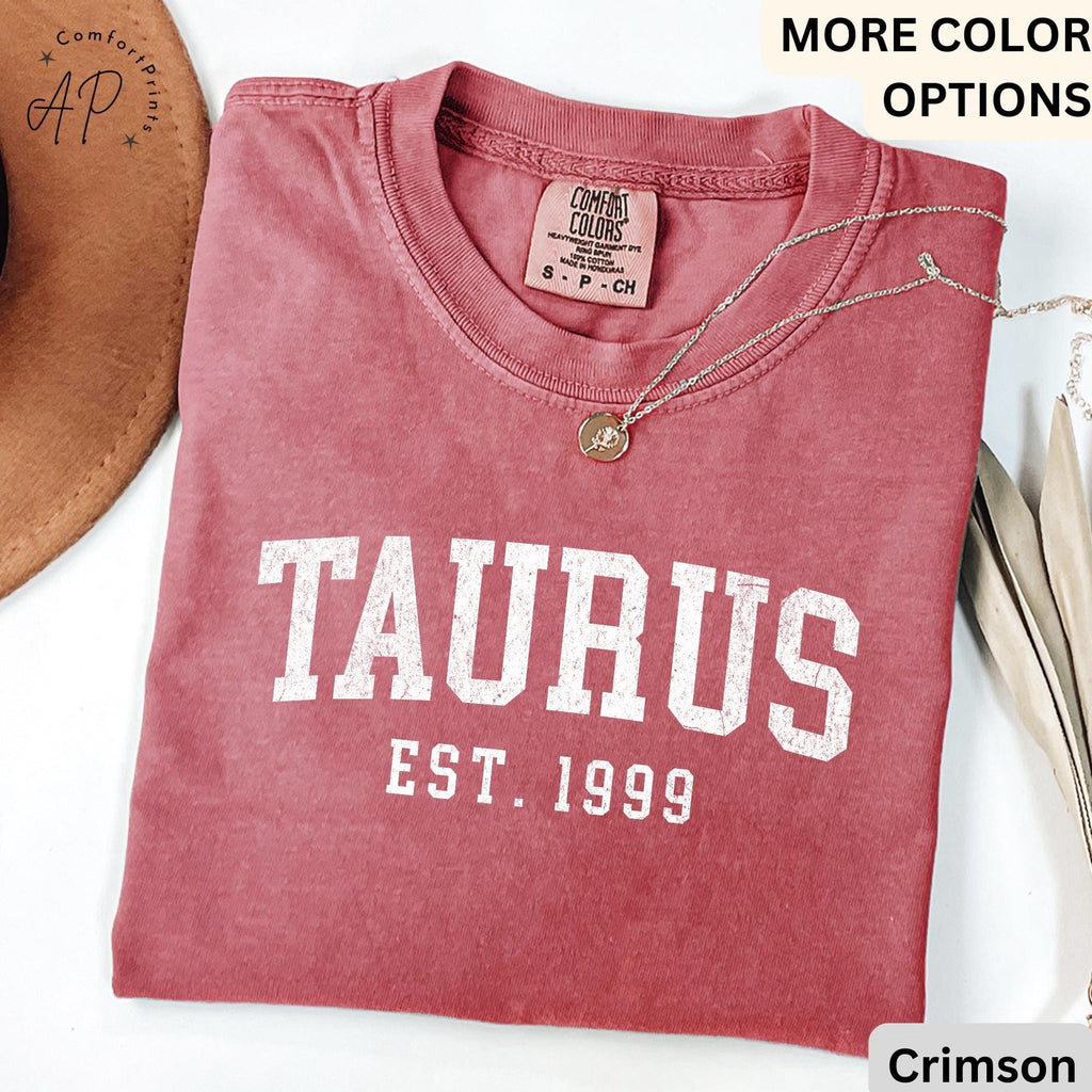 Custom Taurus Comfort Colors® T-Shirt, Personalized Taurus Horoscope Birth Year Shirt, Astrology Tee, Gift for Birthday Zodiac
