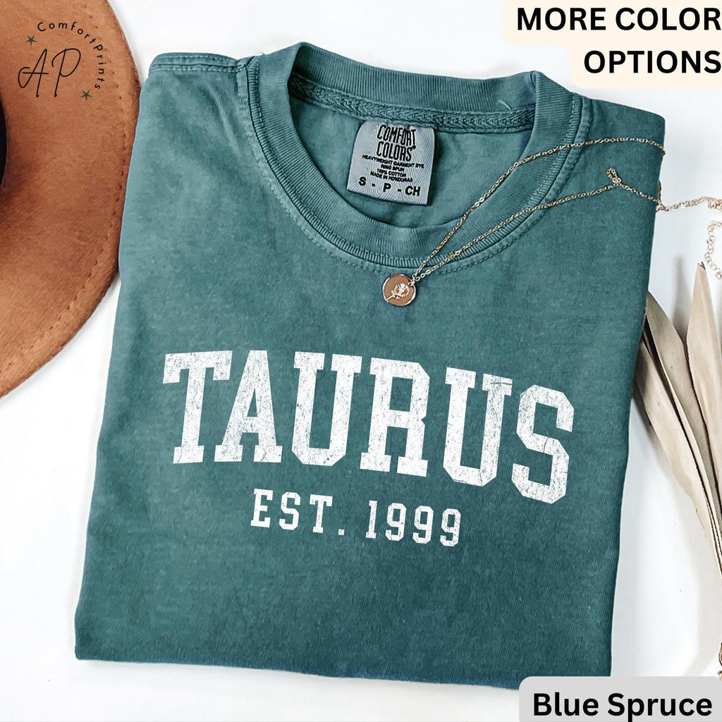 Custom Taurus Comfort Colors® T-Shirt, Personalized Taurus Horoscope Birth Year Shirt, Astrology Tee, Gift for Birthday Zodiac