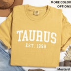 Custom Taurus Comfort Colors® T-Shirt, Personalized Taurus Horoscope Birth Year Shirt, Astrology Tee, Gift for Birthday Zodiac