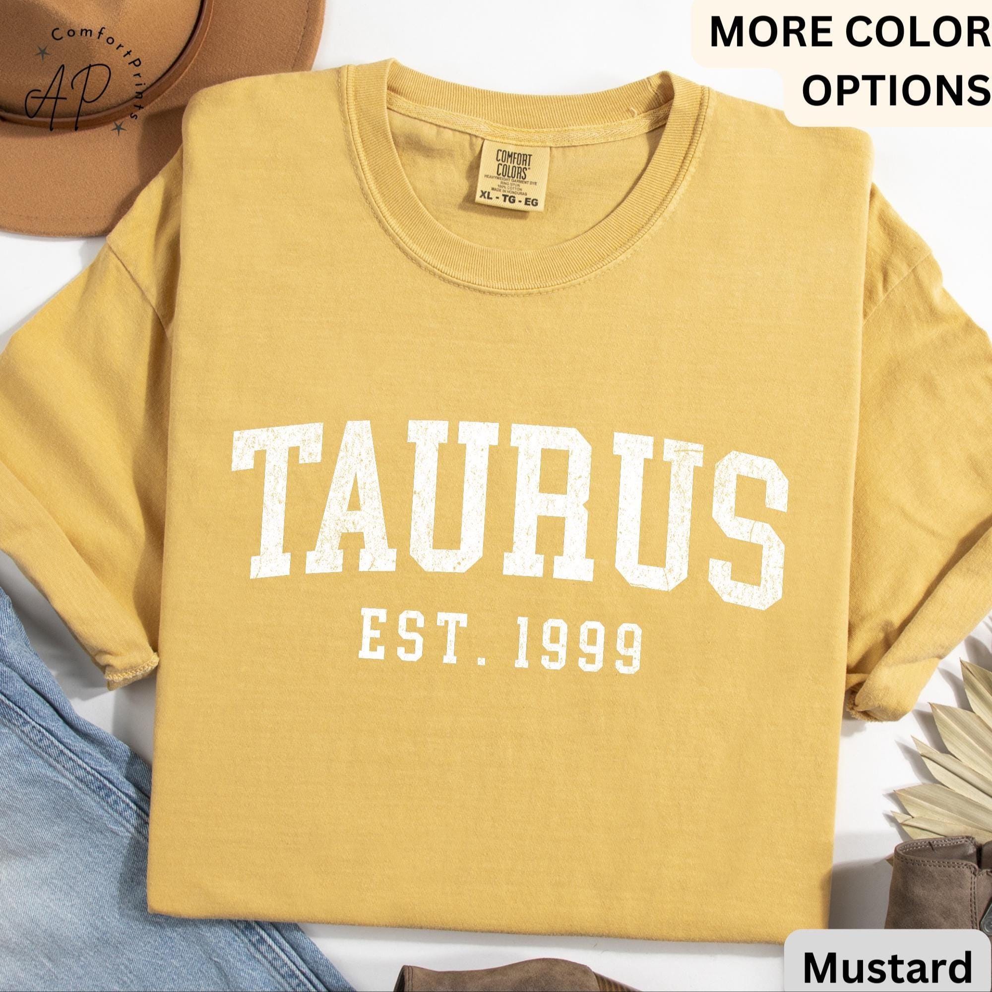 Custom Taurus Comfort Colors® T-Shirt, Personalized Taurus Horoscope Birth Year Shirt, Astrology Tee, Gift for Birthday Zodiac