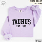 Custom Taurus Comfort Colors® Sweatshirt, Personalized Taurus Horoscope Birth Year Sweater, Astrology, Gift for Birthday Zodiac