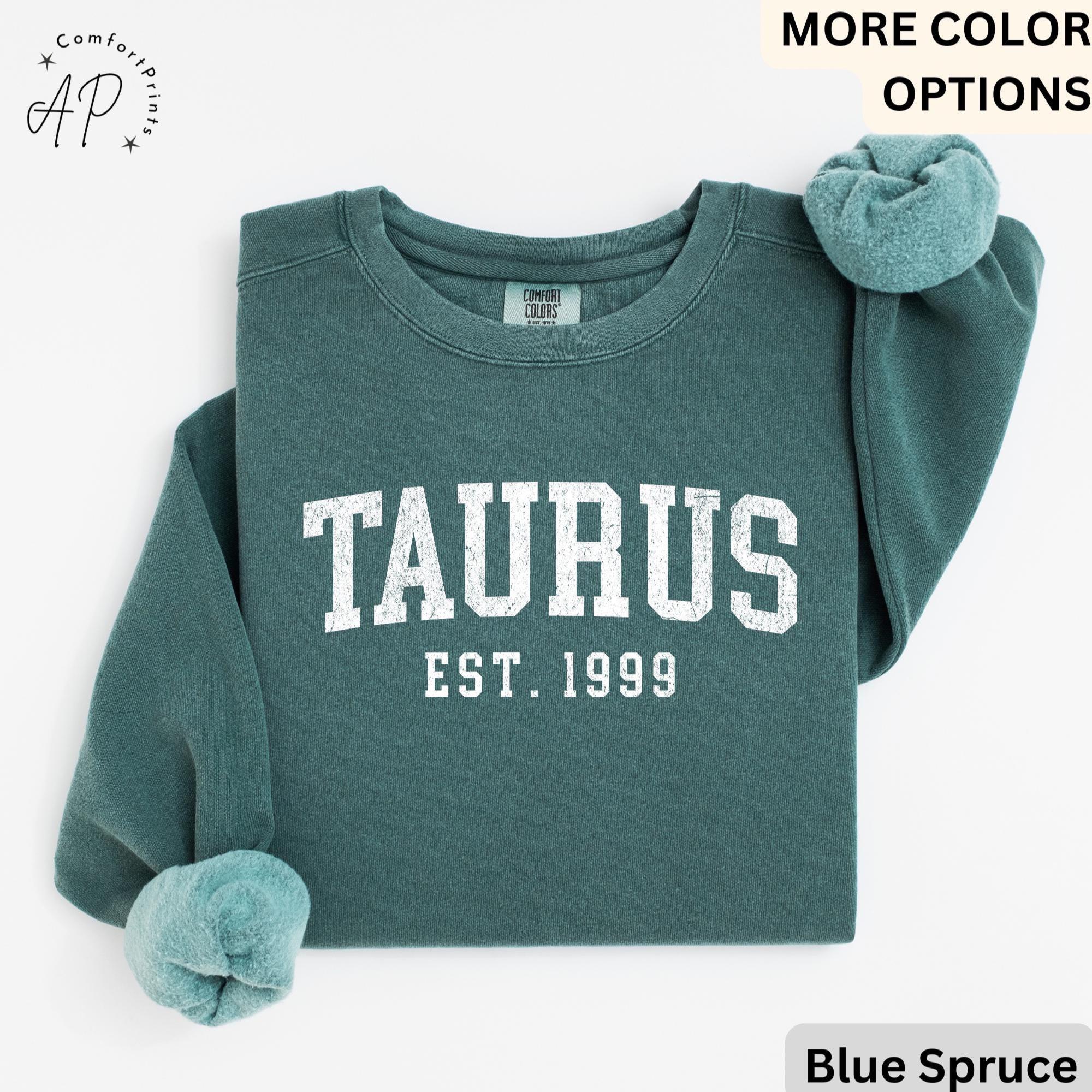 Custom Taurus Comfort Colors® Sweatshirt, Personalized Taurus Horoscope Birth Year Sweater, Astrology, Gift for Birthday Zodiac