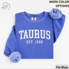 Custom Taurus Comfort Colors® Sweatshirt, Personalized Taurus Horoscope Birth Year Sweater, Astrology, Gift for Birthday Zodiac