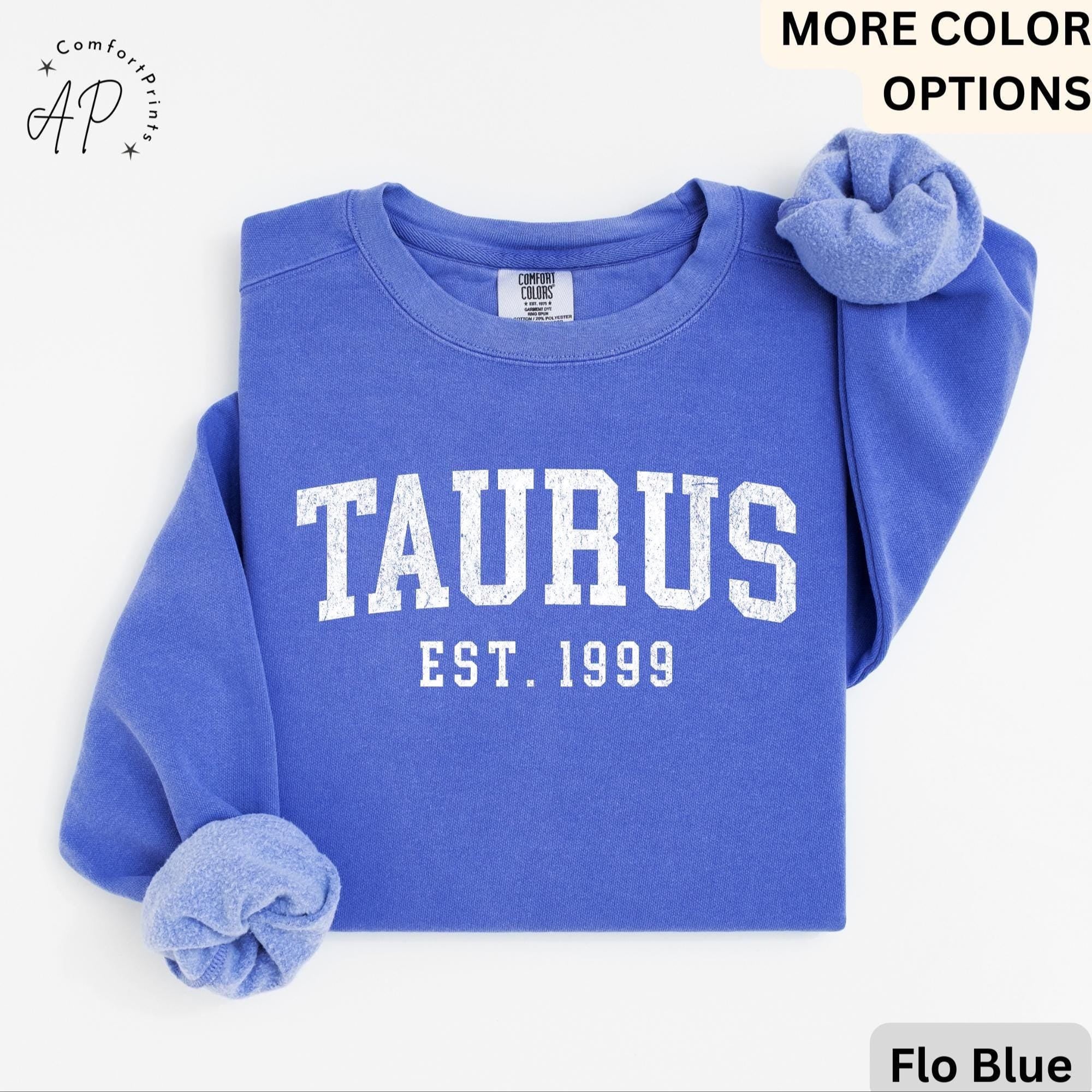 Custom Taurus Comfort Colors® Sweatshirt, Personalized Taurus Horoscope Birth Year Sweater, Astrology, Gift for Birthday Zodiac
