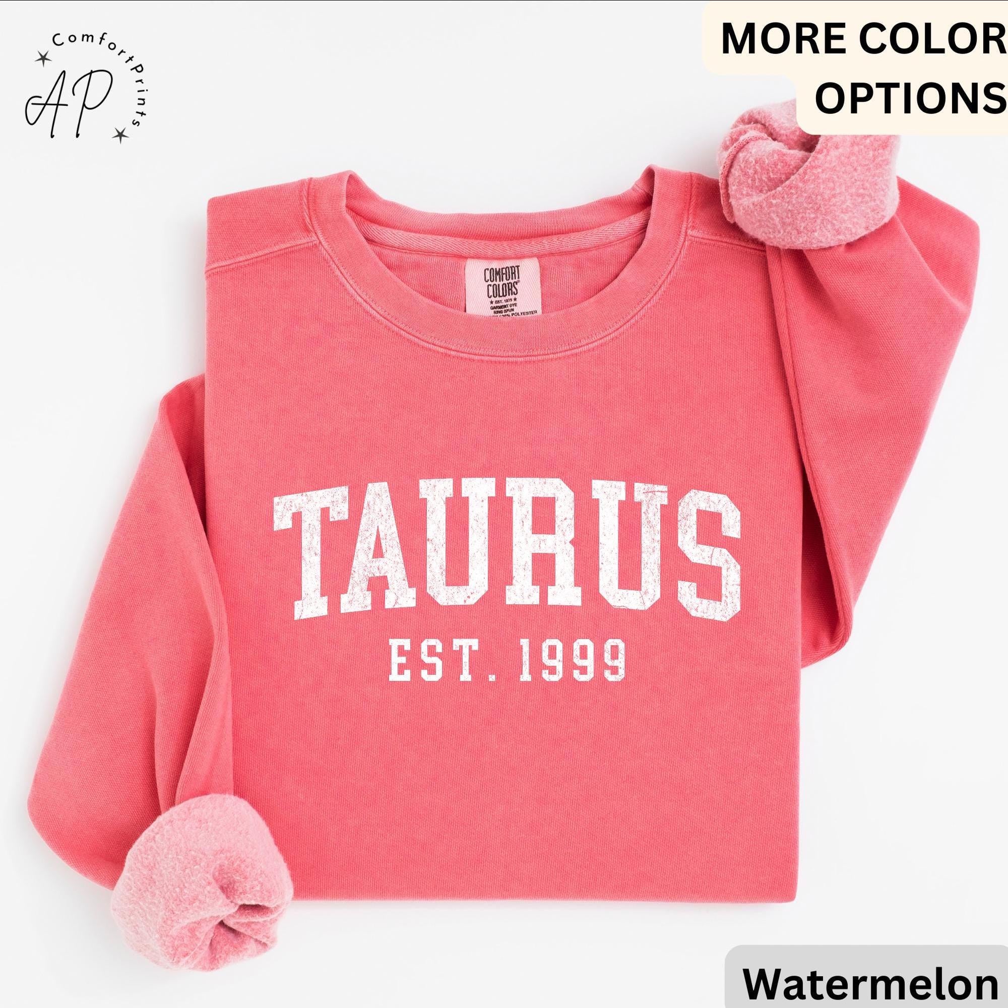 Custom Taurus Comfort Colors® Sweatshirt, Personalized Taurus Horoscope Birth Year Sweater, Astrology, Gift for Birthday Zodiac