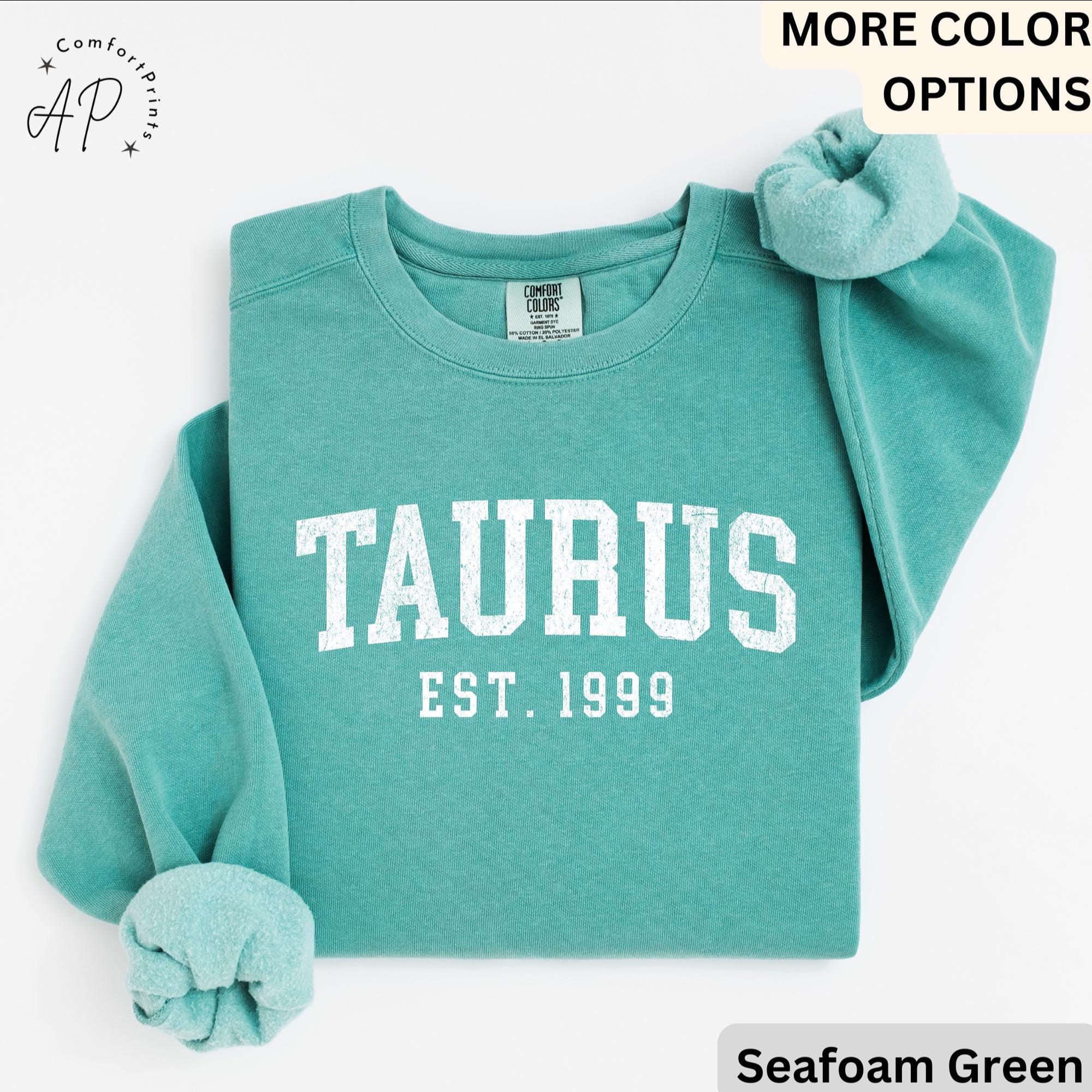 Custom Taurus Comfort Colors® Sweatshirt, Personalized Taurus Horoscope Birth Year Sweater, Astrology, Gift for Birthday Zodiac