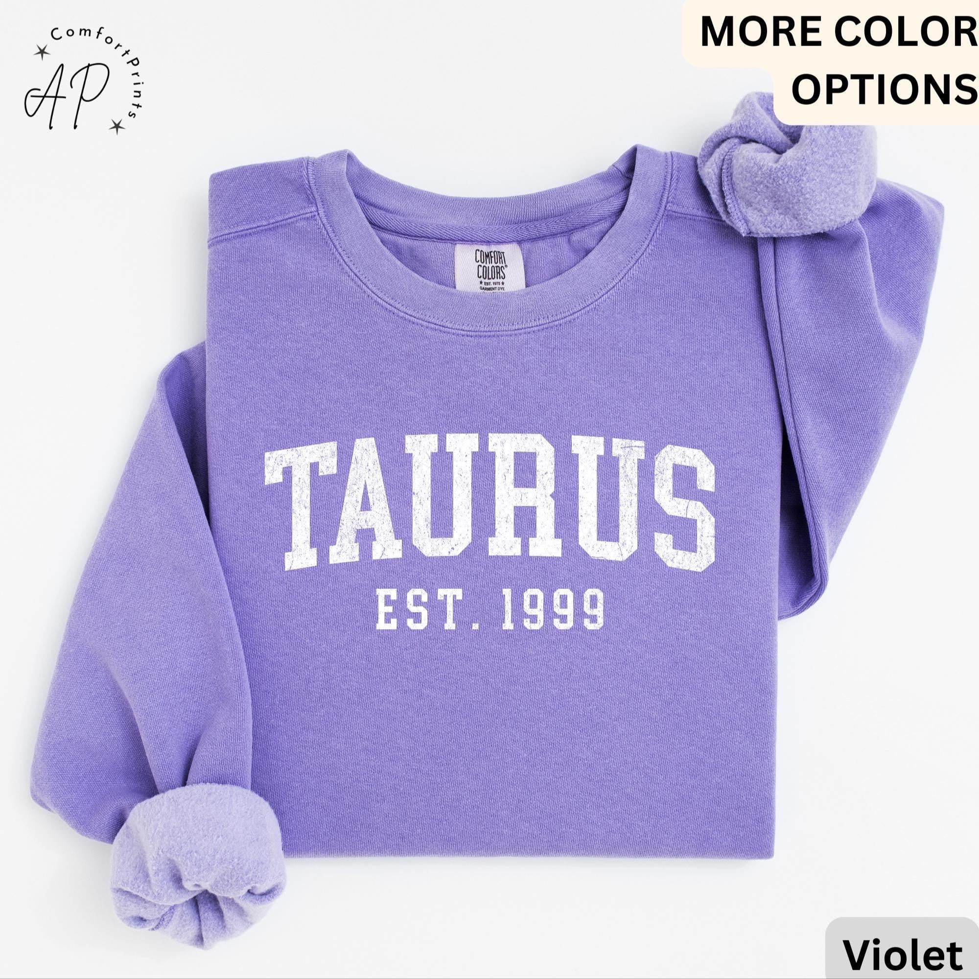 Custom Taurus Comfort Colors® Sweatshirt, Personalized Taurus Horoscope Birth Year Sweater, Astrology, Gift for Birthday Zodiac
