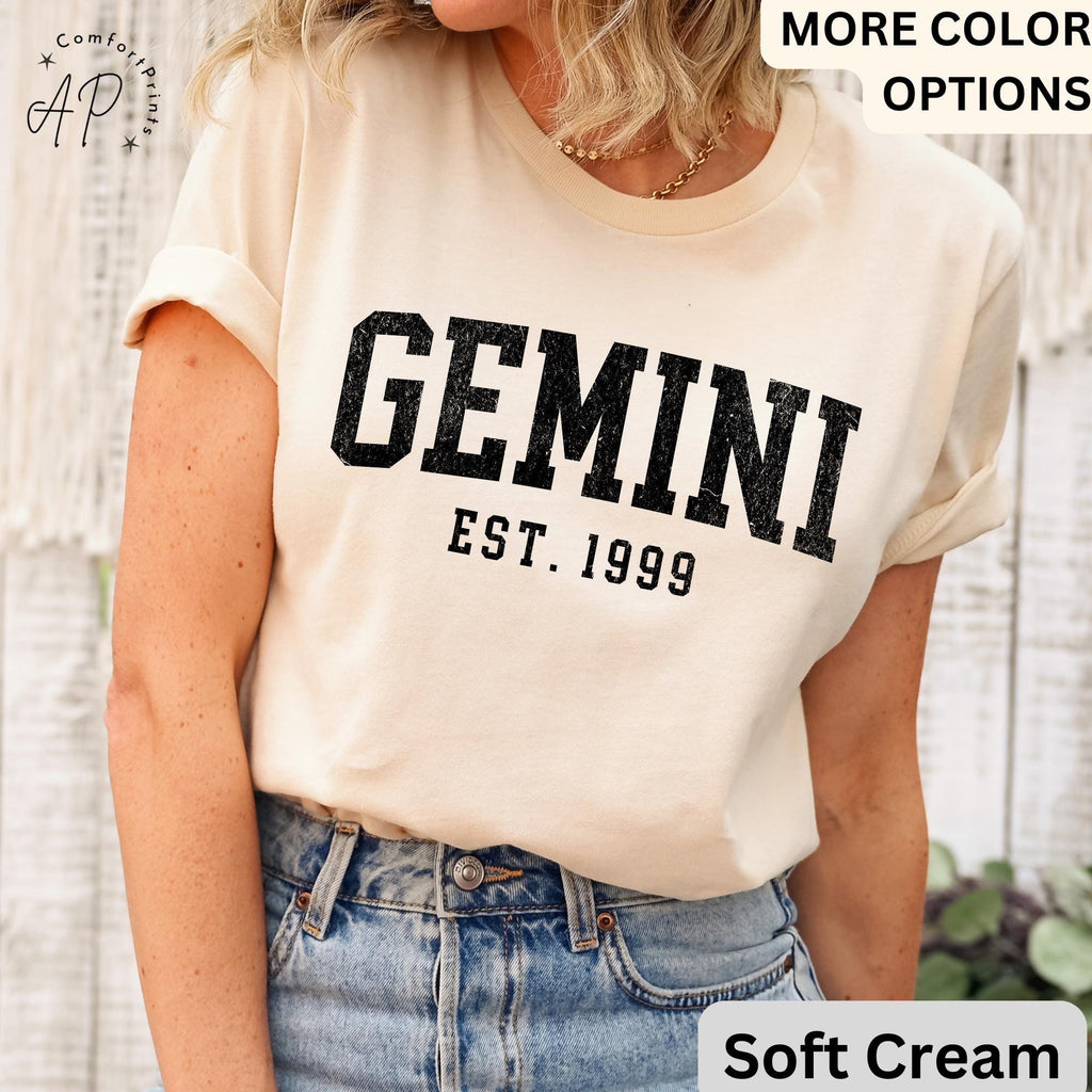 Custom Gemini Comfort Colors® T-Shirt, Personalized Gemini Horoscope Birth Year Shirt, Astrology Tee, Gift for Birthday Zodiac