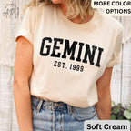 Custom Gemini Comfort Colors® T-Shirt, Personalized Gemini Horoscope Birth Year Shirt, Astrology Tee, Gift for Birthday Zodiac