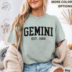 Custom Gemini Comfort Colors® T-Shirt, Personalized Gemini Horoscope Birth Year Shirt, Astrology Tee, Gift for Birthday Zodiac
