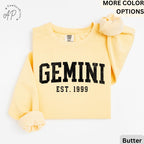 Custom Gemini Comfort Colors® Sweatshirt, Personalized Gemini Horoscope Birth Year Sweater, Astrology, Gift for Birthday Zodiac