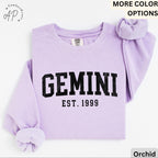 Custom Gemini Comfort Colors® Sweatshirt, Personalized Gemini Horoscope Birth Year Sweater, Astrology, Gift for Birthday Zodiac